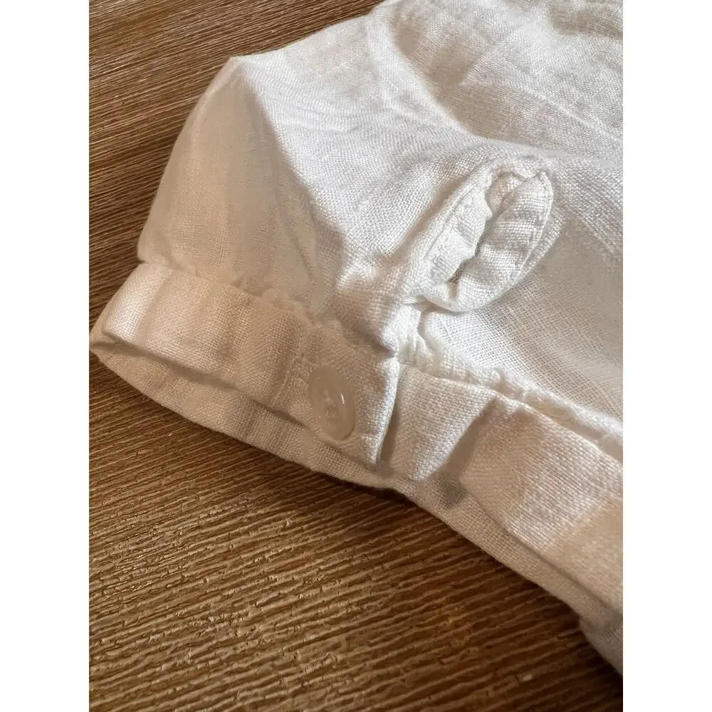 Michael Kors Linen Blend Embroidered Tunic Top Size 10 White Ombre Brown Boho